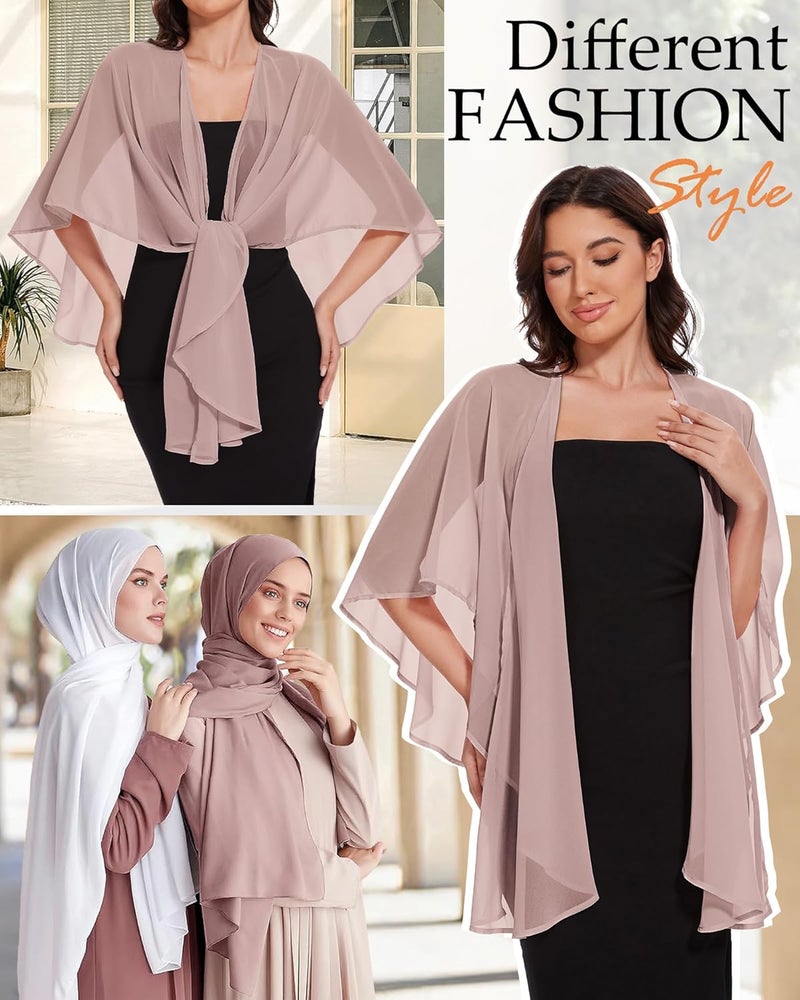 CHICGAL Shawls and Wraps for Evening Dresses Sheer Womens Chiffon Scarf Wedding Bridal Cover Up - Image 2